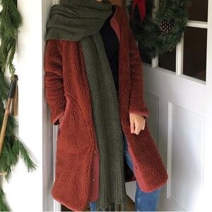 Free People Forest or Olive Knit Wrap Scarf NWOT